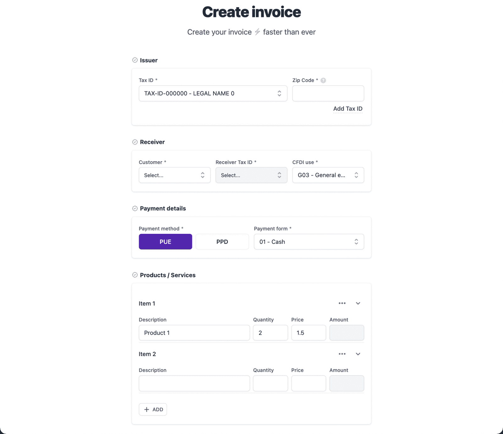 My Create Invoice Form