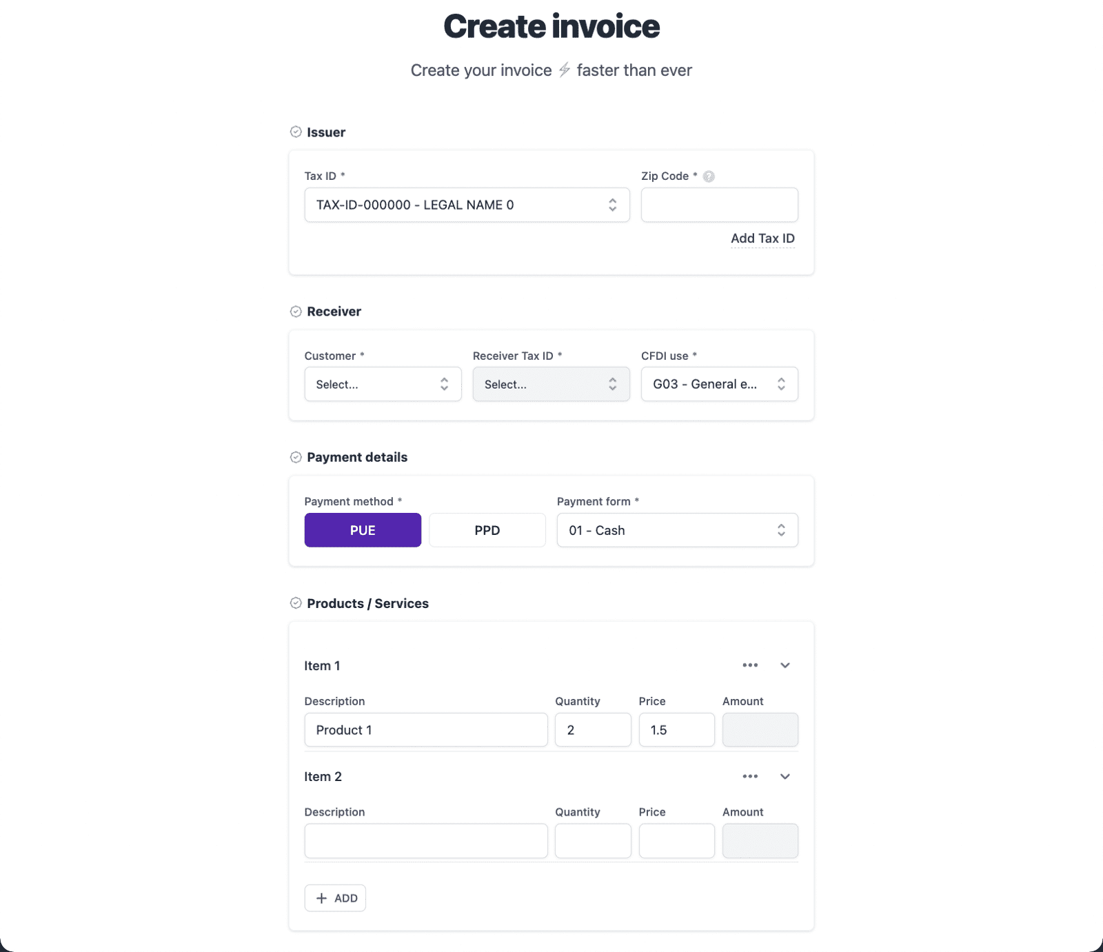 MyCreate Invoice Form