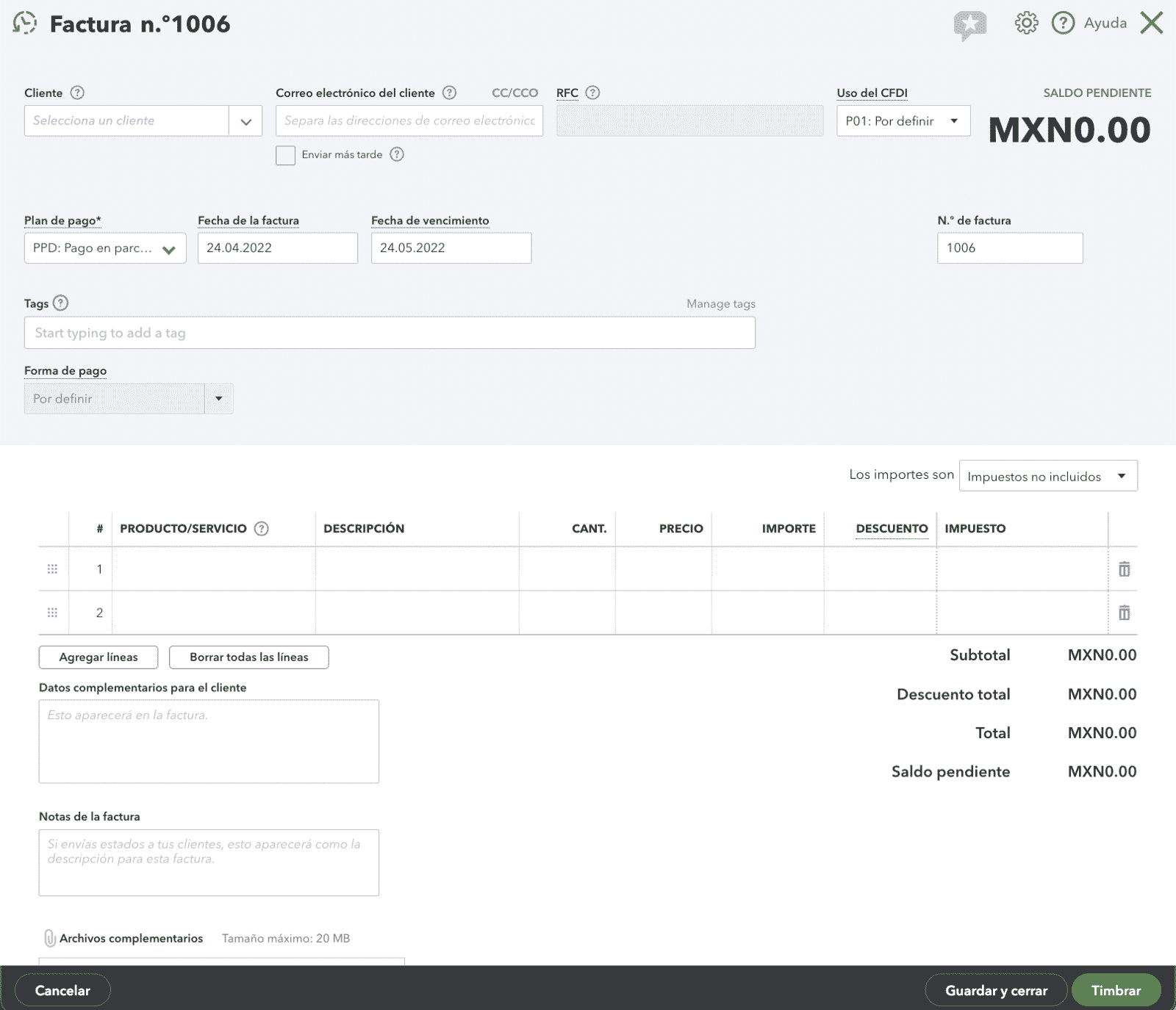 Quickbooks Create Invoice Form