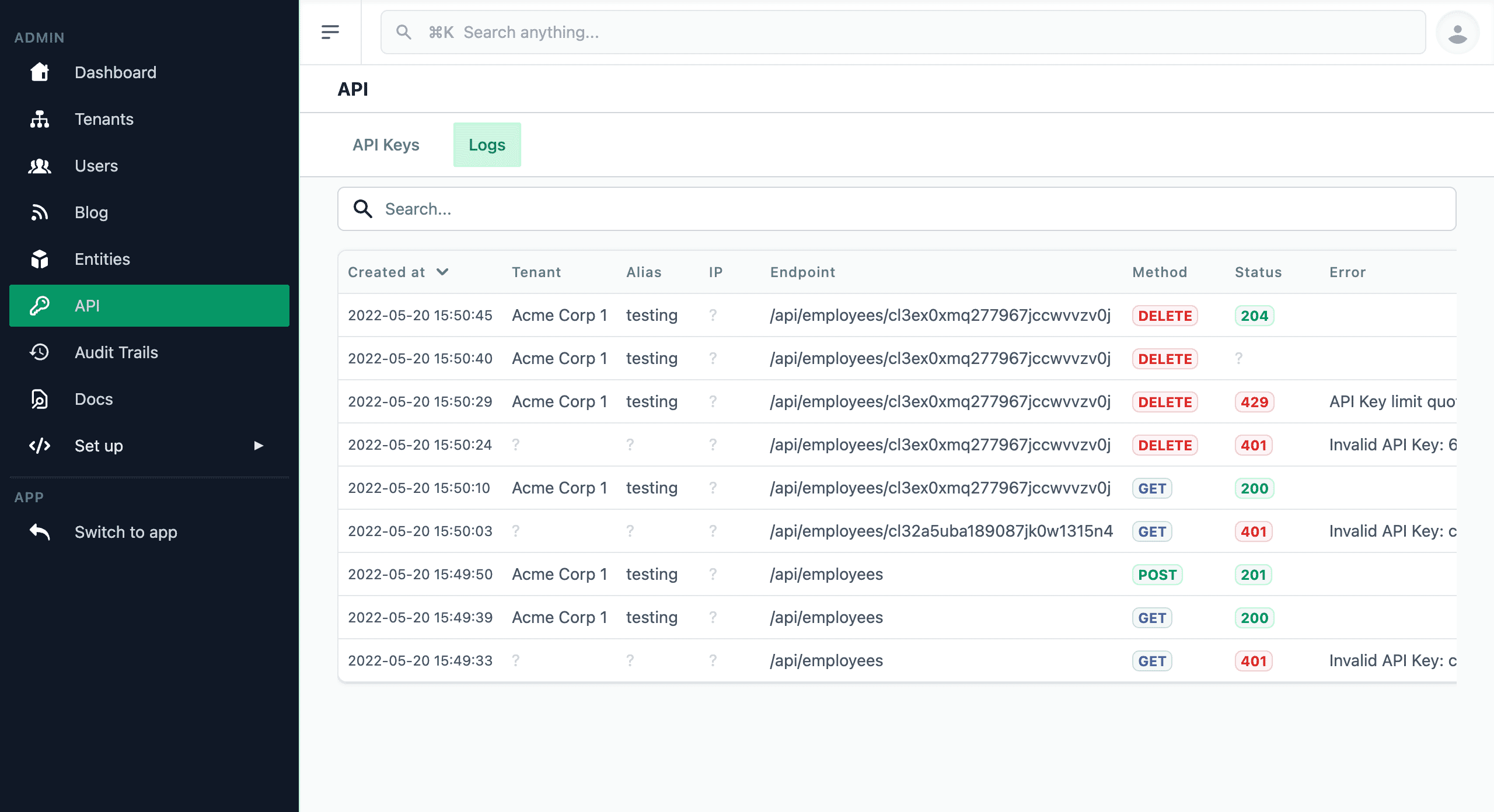 API Logs