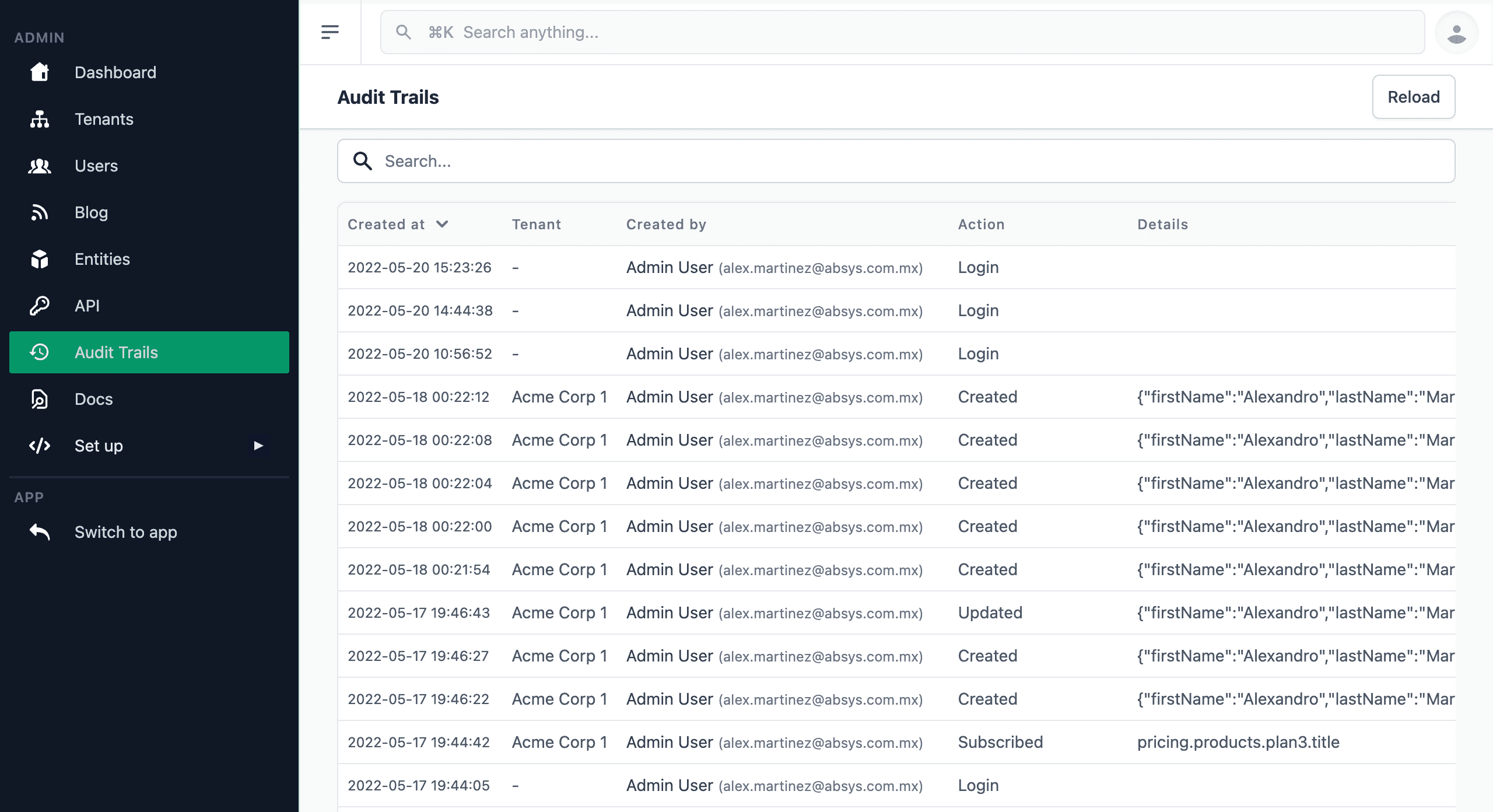 Admin Audit Trails