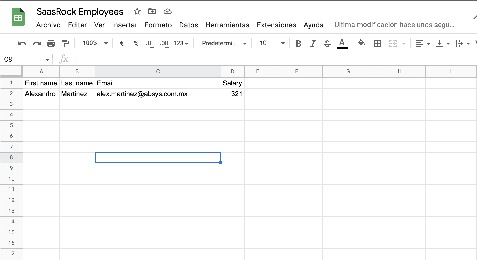 Add created entity rows to Google Sheets (sample)