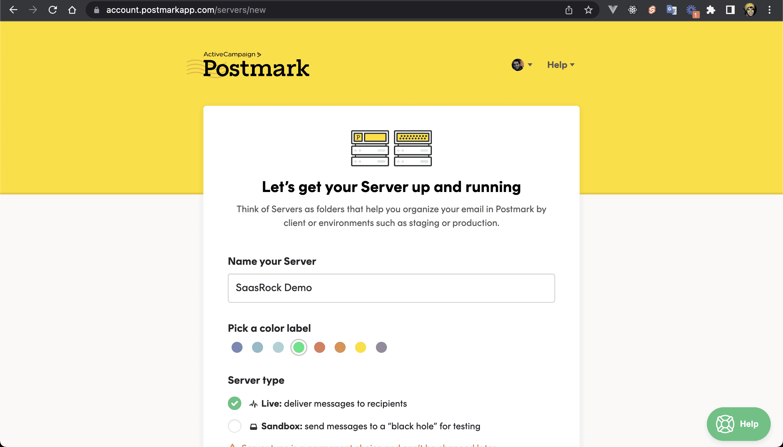 New Postmark Server
