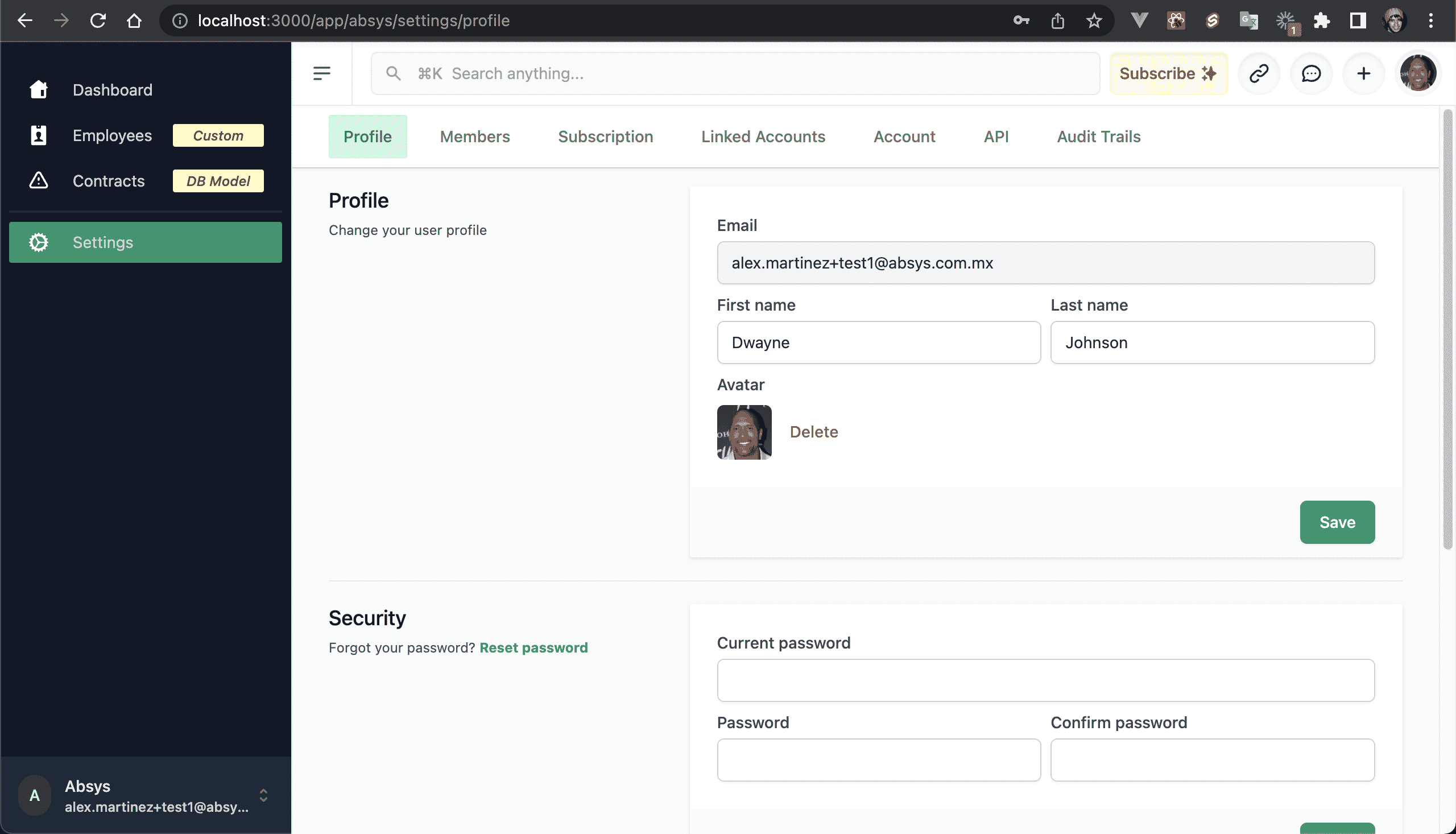 Profile Settings