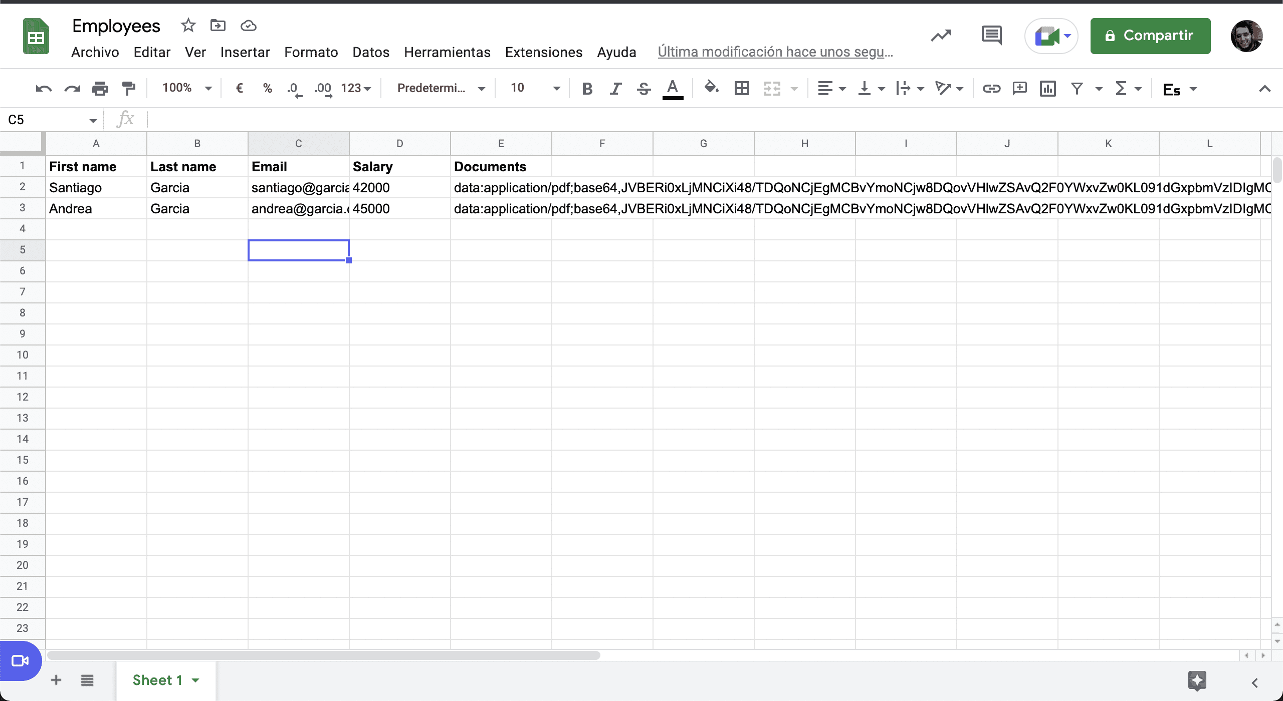 Added Employee to Google Sheet